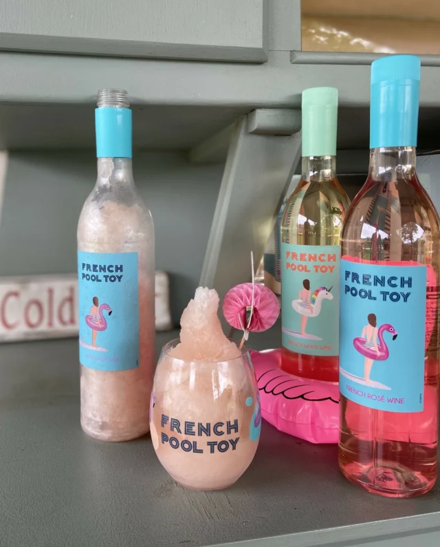 Let the day unfold slowly, and serve it over ice. ❄️🍷
French Pool Toy Frosé is where crisp rosé meets frozen bliss.  Bright, juicy, and just the right kind of cold, it’s the taste of sun-soaked afternoons and laughter that lingers. A swirl of sweet, a splash of fun… summer never tasted this good. ☀️🍓  #frenchpooltoy #pooltoy #flamingo #summer #instawine #rosewine #wineusa #usa #frenchwine #sustainability #rosewine #lowcarbonfootprint #carbonfootprint